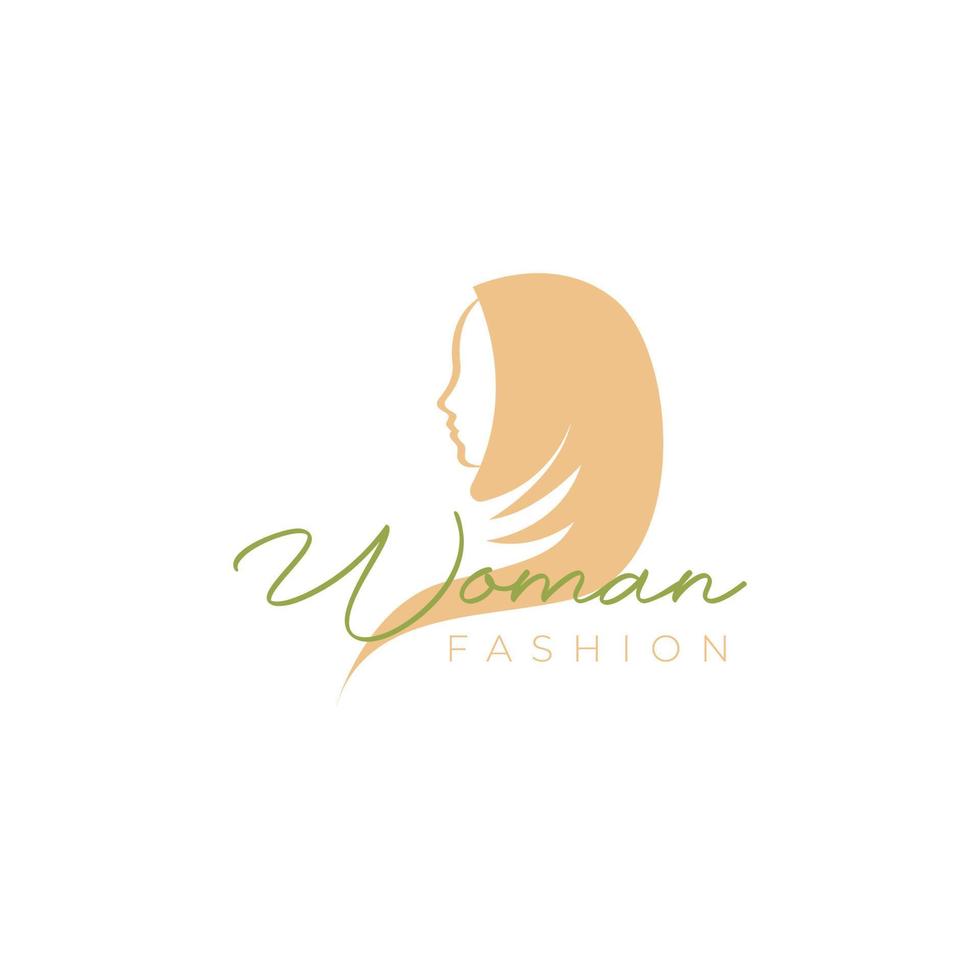 belleza mujeres hijab musulmán femenino logotipo diseño vector