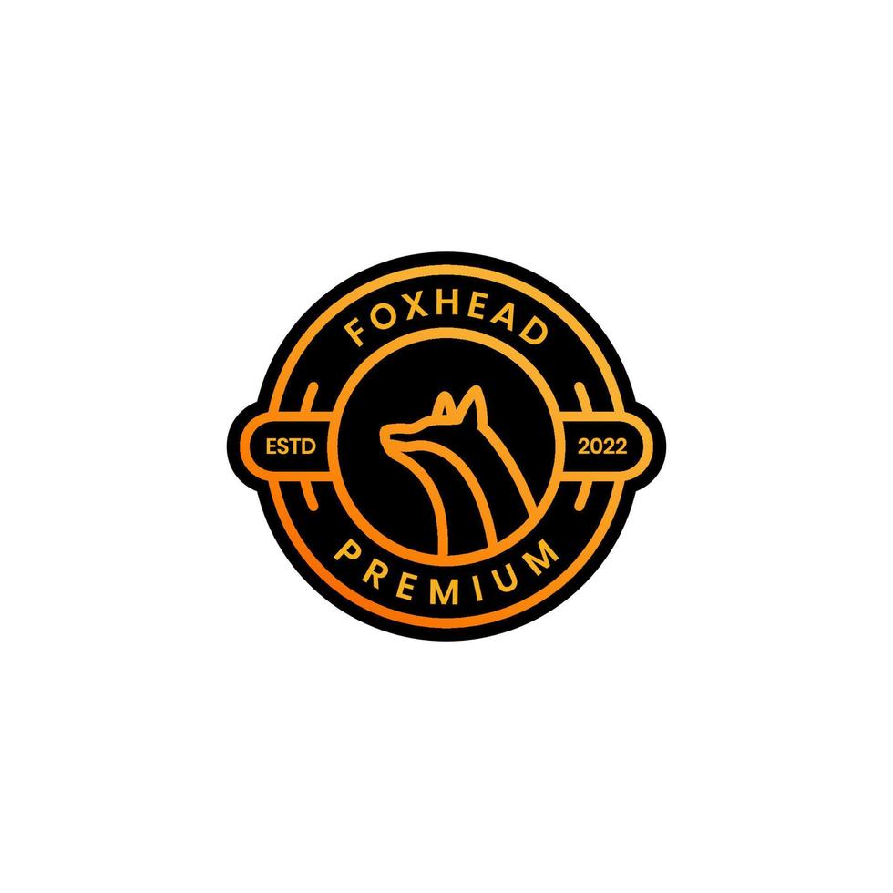 head fox line minimal badge modern colorful logo design vector