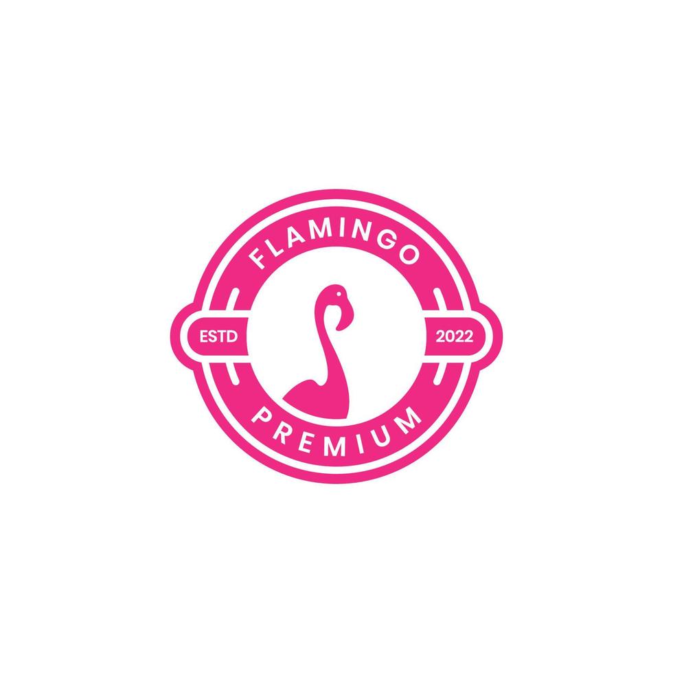 flamingo bird with circle badge modern logo design vector