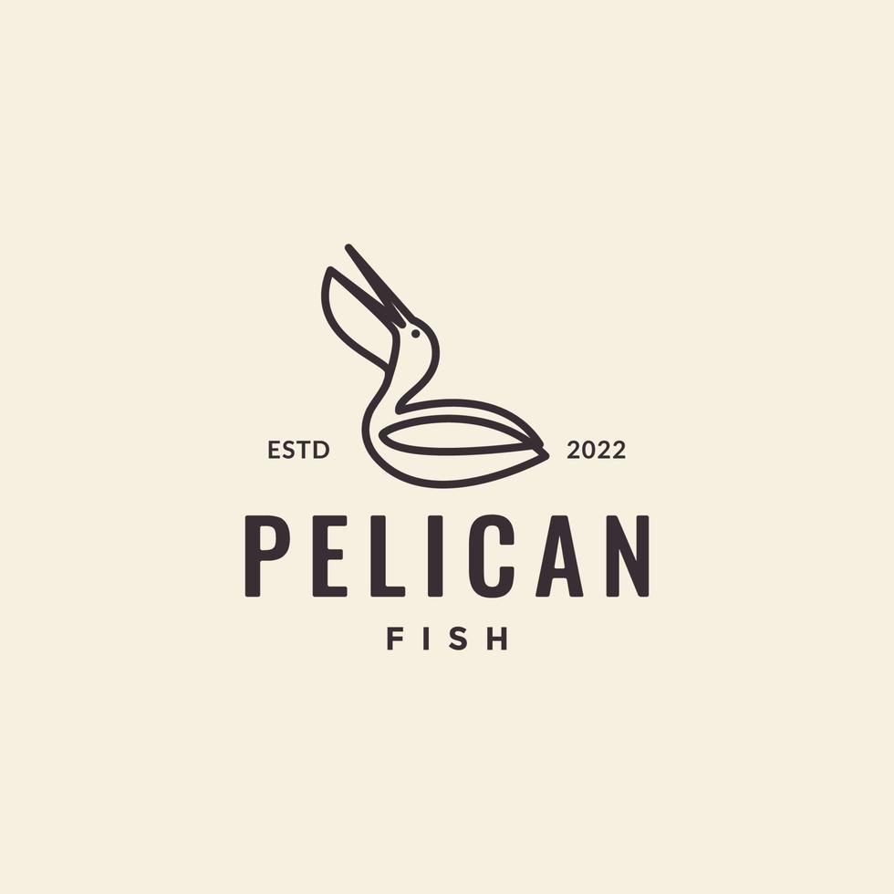 bird pelican minimal continuous line hipster logo design vector