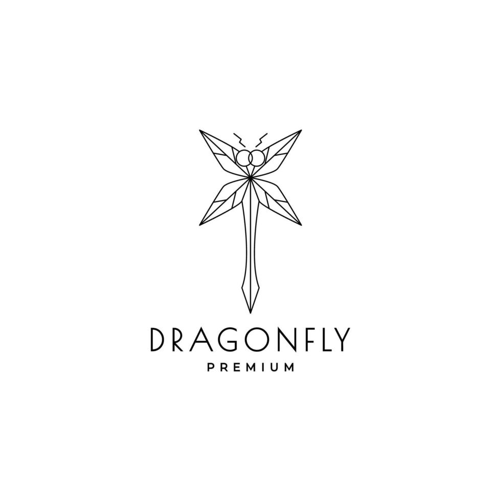 insect dragonfly polygonal line modern logo design vector