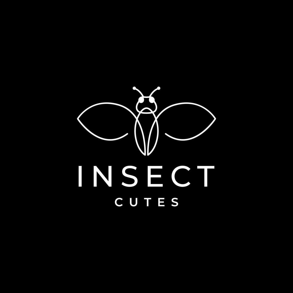 vector de diseño de logotipo limpio minimalista de línea de mariposa de insecto