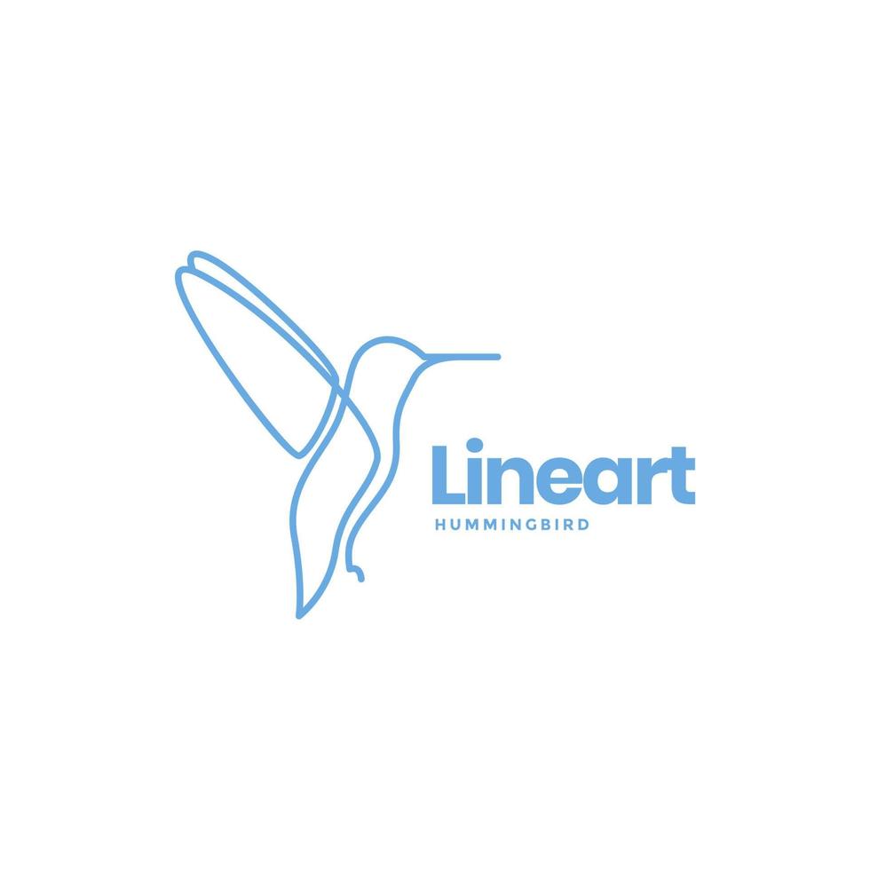 vector de diseño de logotipo minimalista de línea continua de colibríes voladores