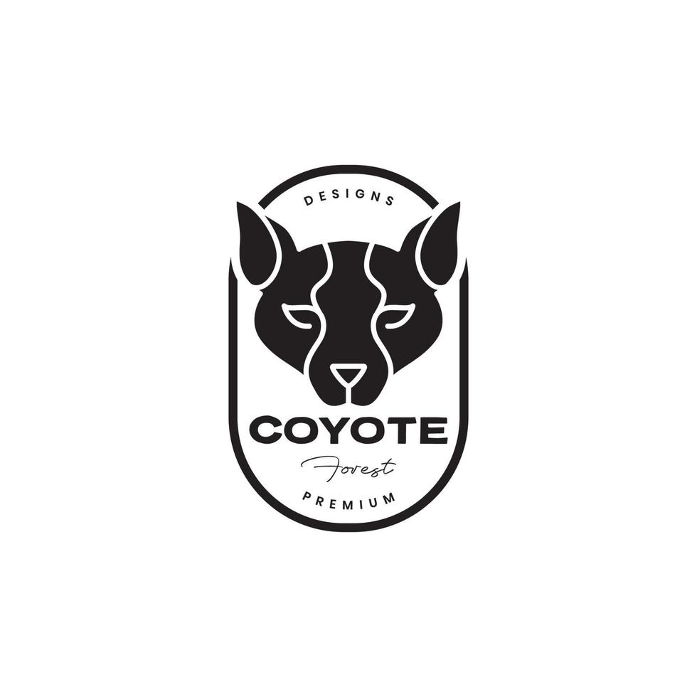 animal head coyote black badge vintage clean logo design vector