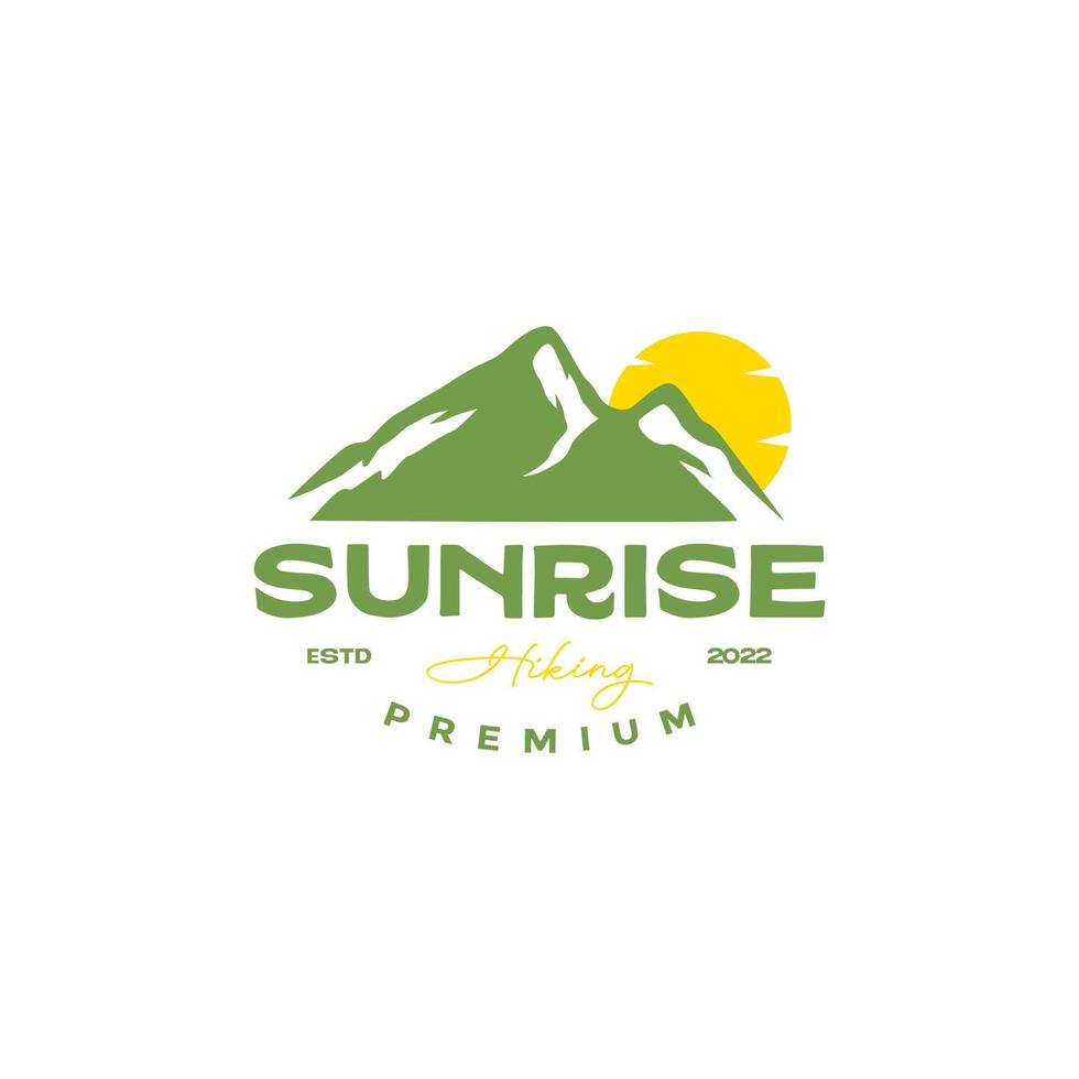 mountain outdoor sunrise colored vintage logo design vector