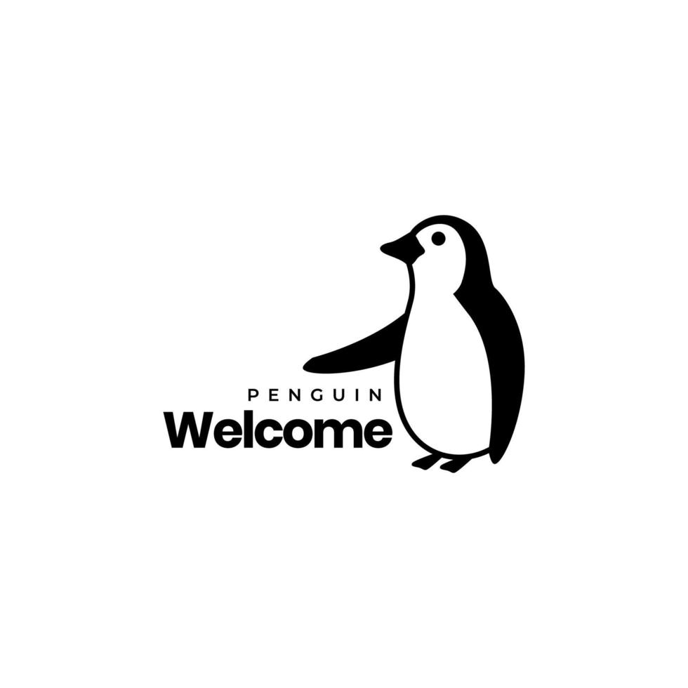 little penguin welcome cute cartoon logo design vector