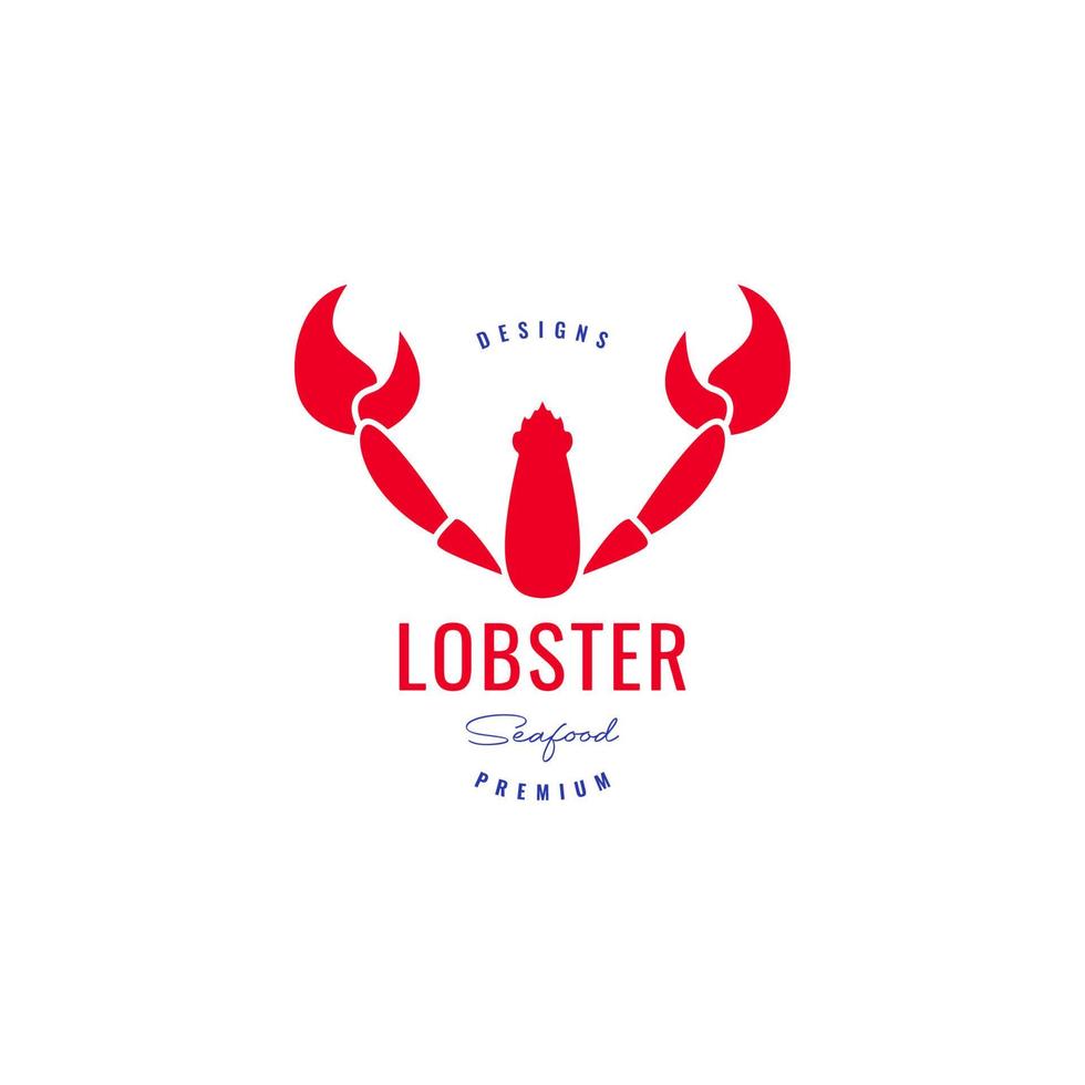 lobster red with big claws logo design vector