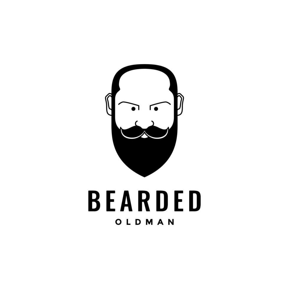 cara hombre fresco barba gruesa mascota minimalista logotipo diseño vector