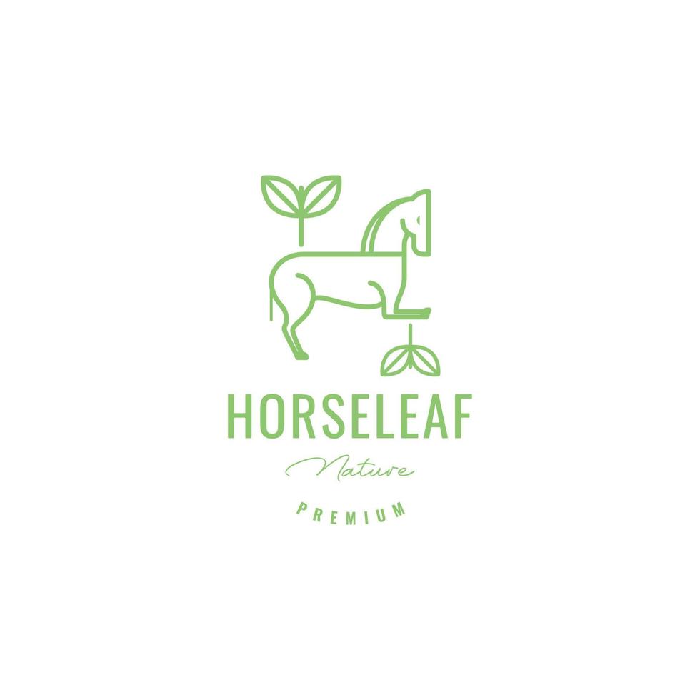 caballo con hojas línea minimalista moderno logotipo diseño vector