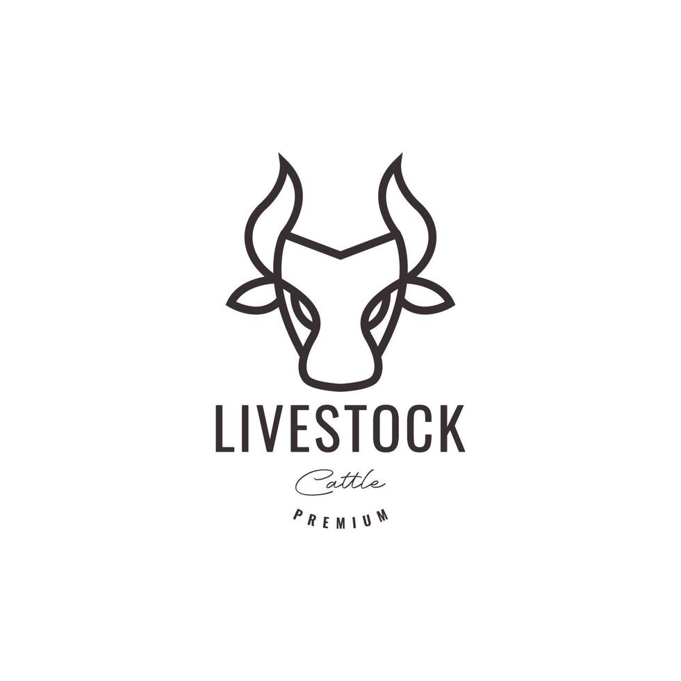 diseño de logotipo minimalista moderno de línea de cabeza de vaca vector