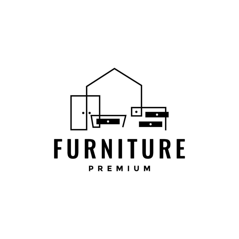 interior furniture minimalist continuous line logo design vector