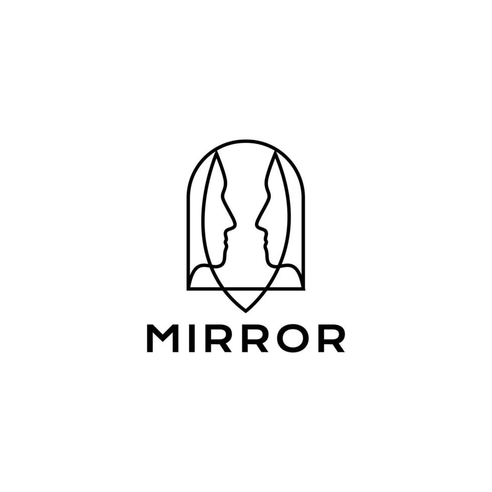 face human with mirror minimal line logo design vector