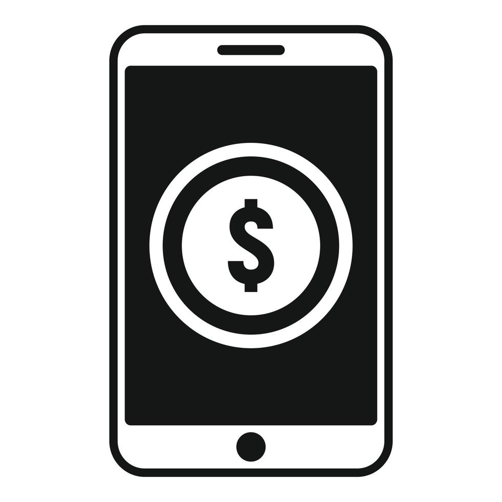 Electronic gold coin icon, simple style vector