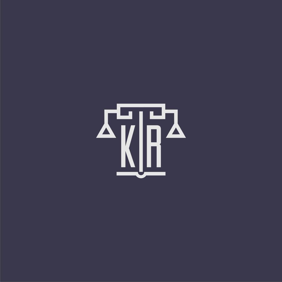 KR initial monogram for lawfirm logo with scales vector image