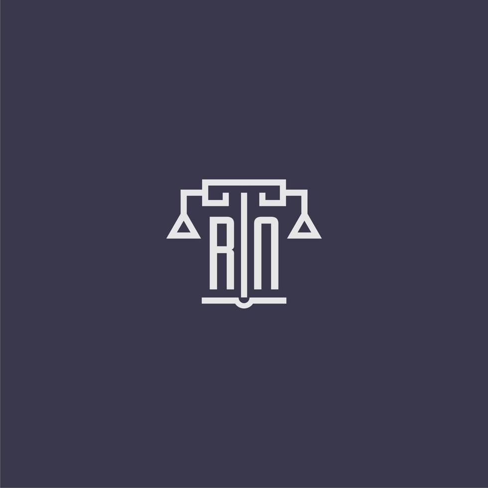 RN initial monogram for lawfirm logo with scales vector image