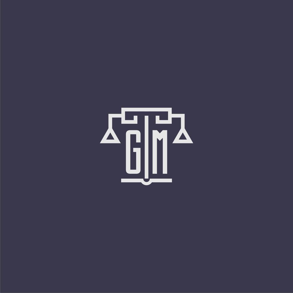 GM initial monogram for lawfirm logo with scales vector image