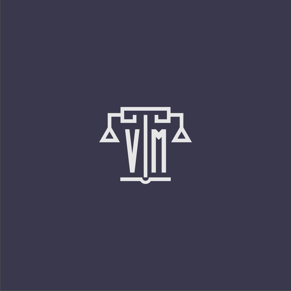 VM initial monogram for lawfirm logo with scales vector image