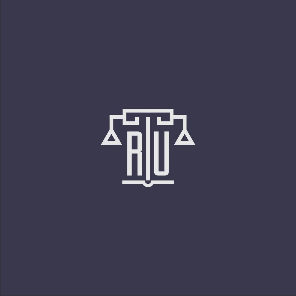 RU initial monogram for lawfirm logo with scales vector image