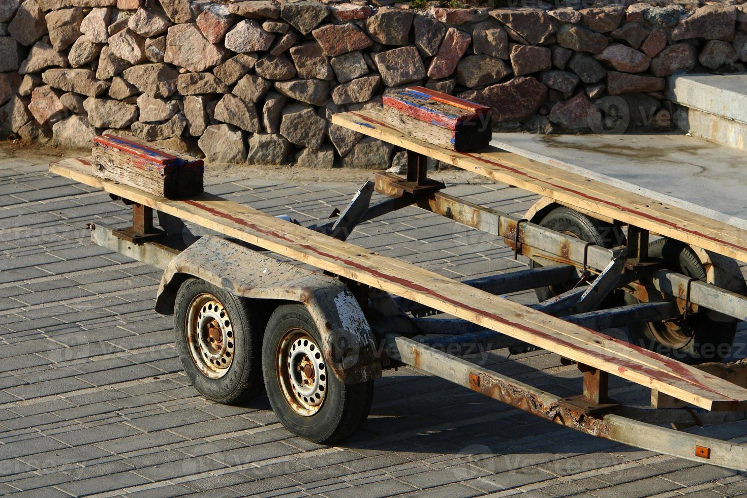 Trolley trailer for transportation of goods. photo