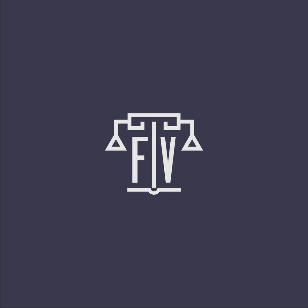 FV initial monogram for lawfirm logo with scales vector image