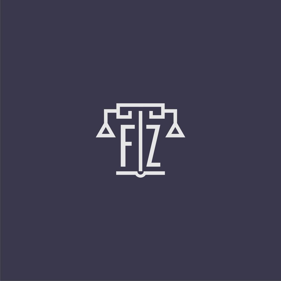 monograma inicial fz para logotipo de bufete de abogados con imagen vectorial de escalas vector