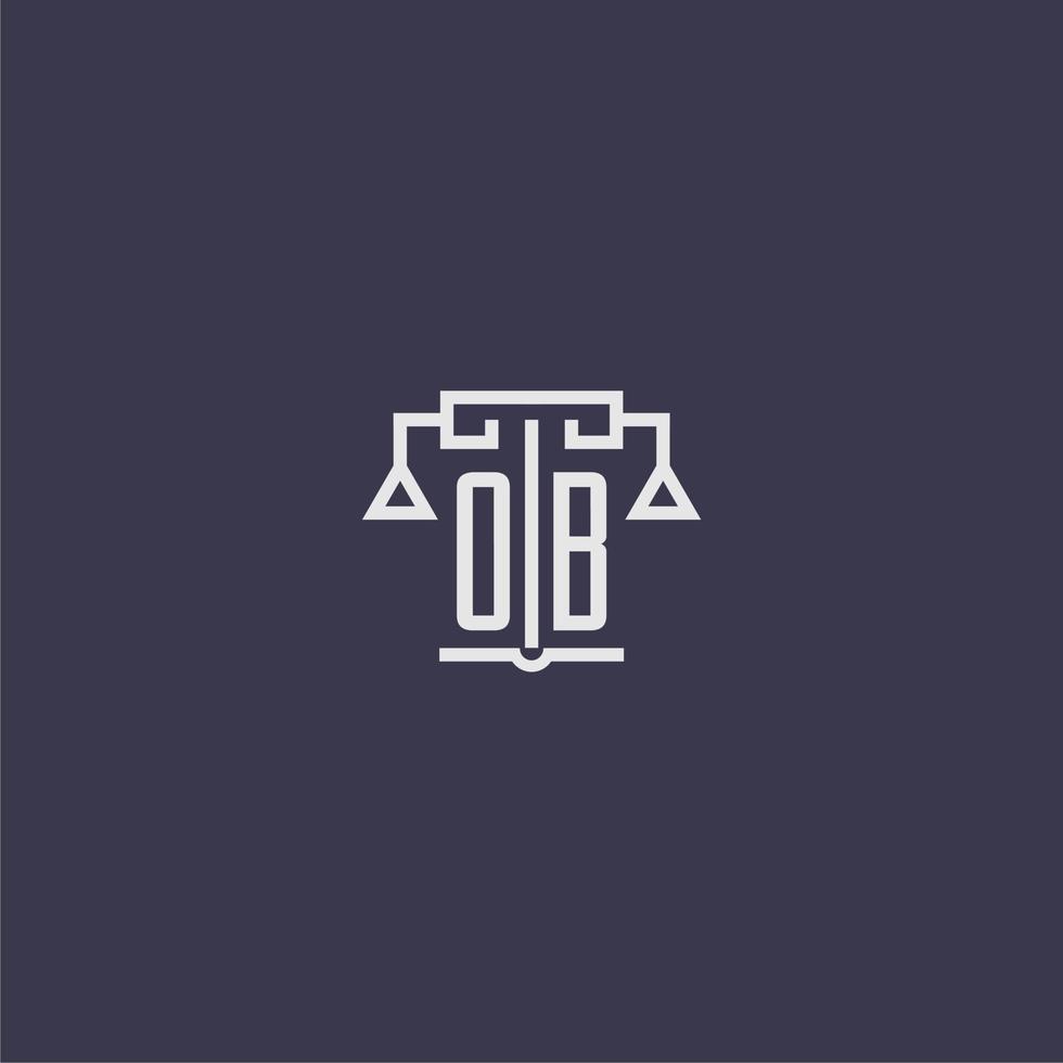 OB initial monogram for lawfirm logo with scales vector image