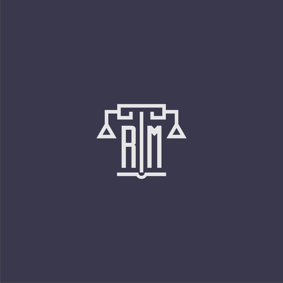 monograma inicial rm para logotipo de bufete de abogados con imagen vectorial de escalas vector