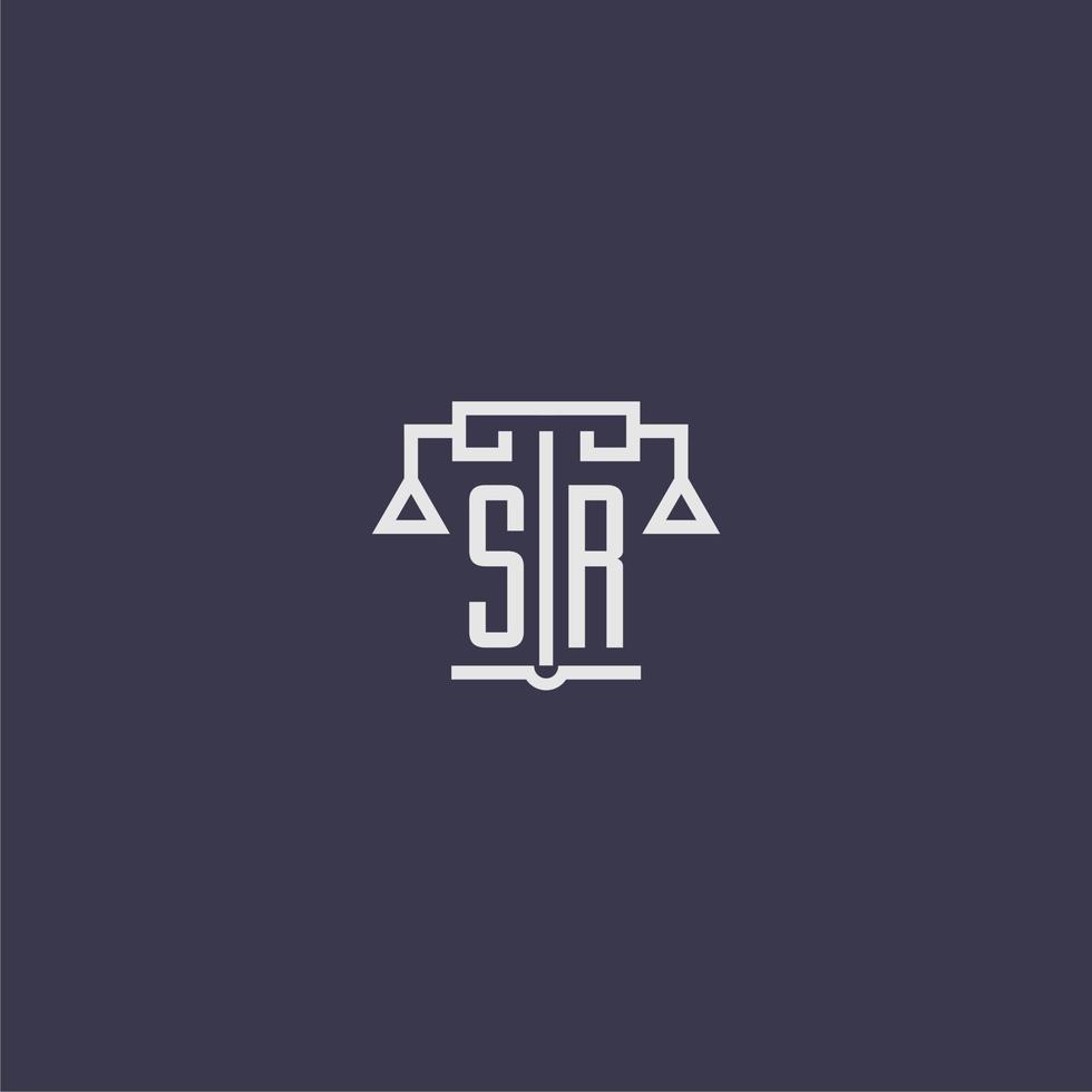 SR initial monogram for lawfirm logo with scales vector image