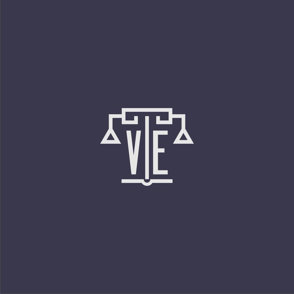 VE initial monogram for lawfirm logo with scales vector image