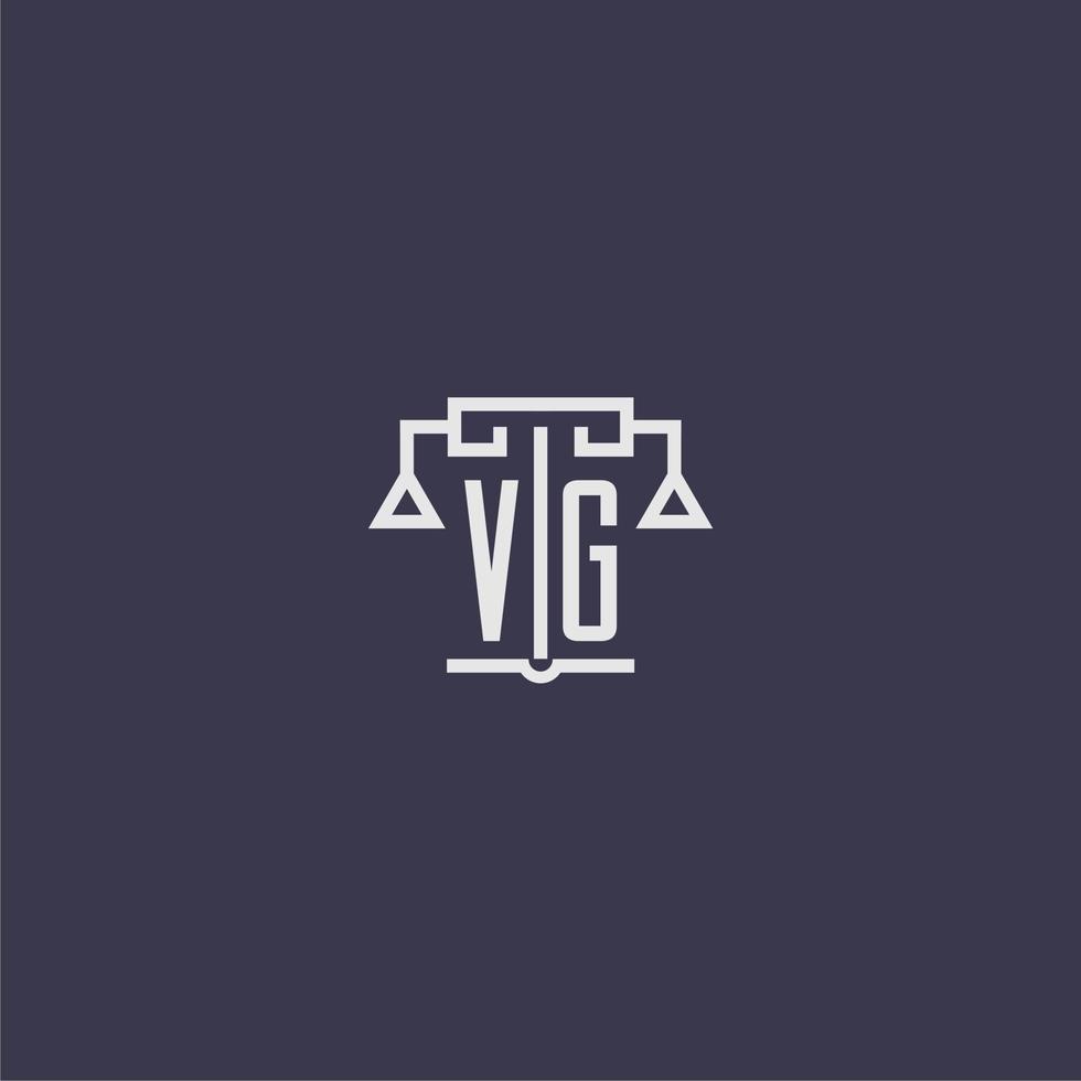 monograma inicial vg para logotipo de bufete de abogados con imagen vectorial de escalas vector