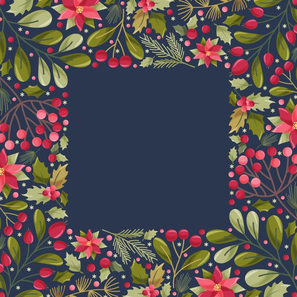 Winter Floral Border Background vector
