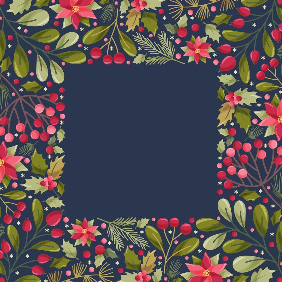 Winter Floral Border Background vector