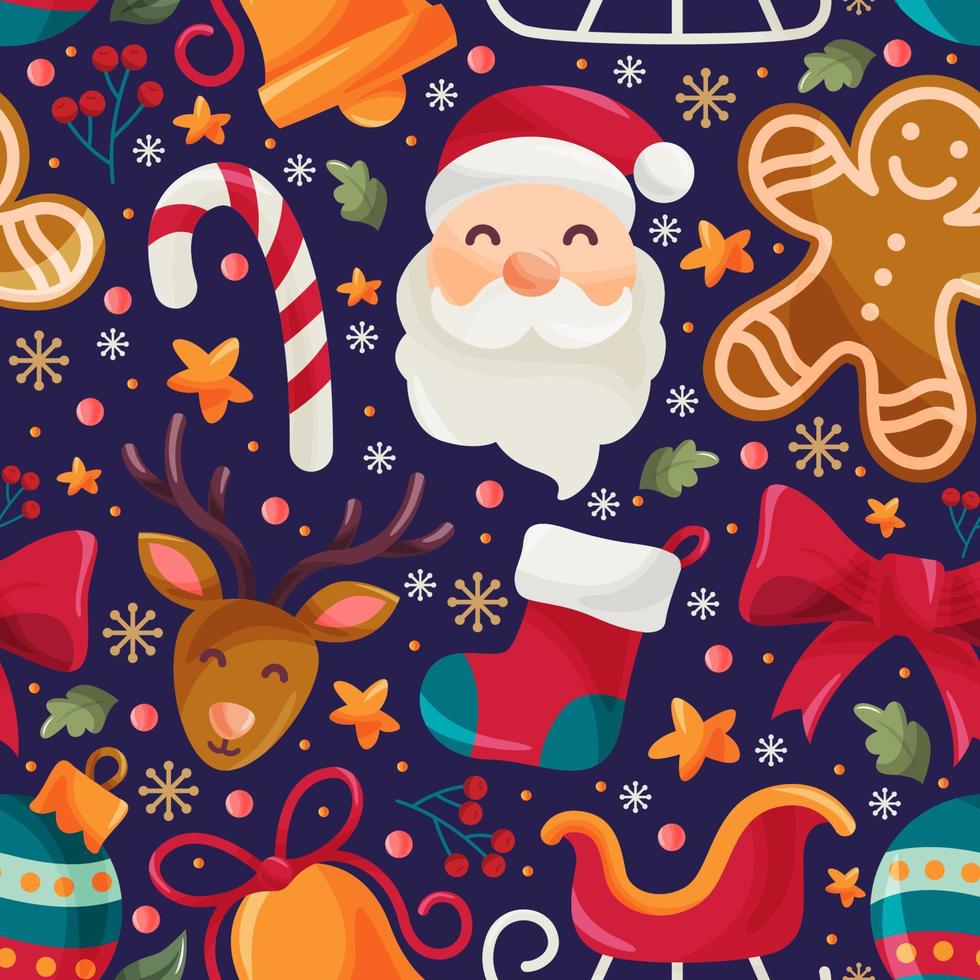 lindo, navidad, seamless, patrón, plano de fondo vector