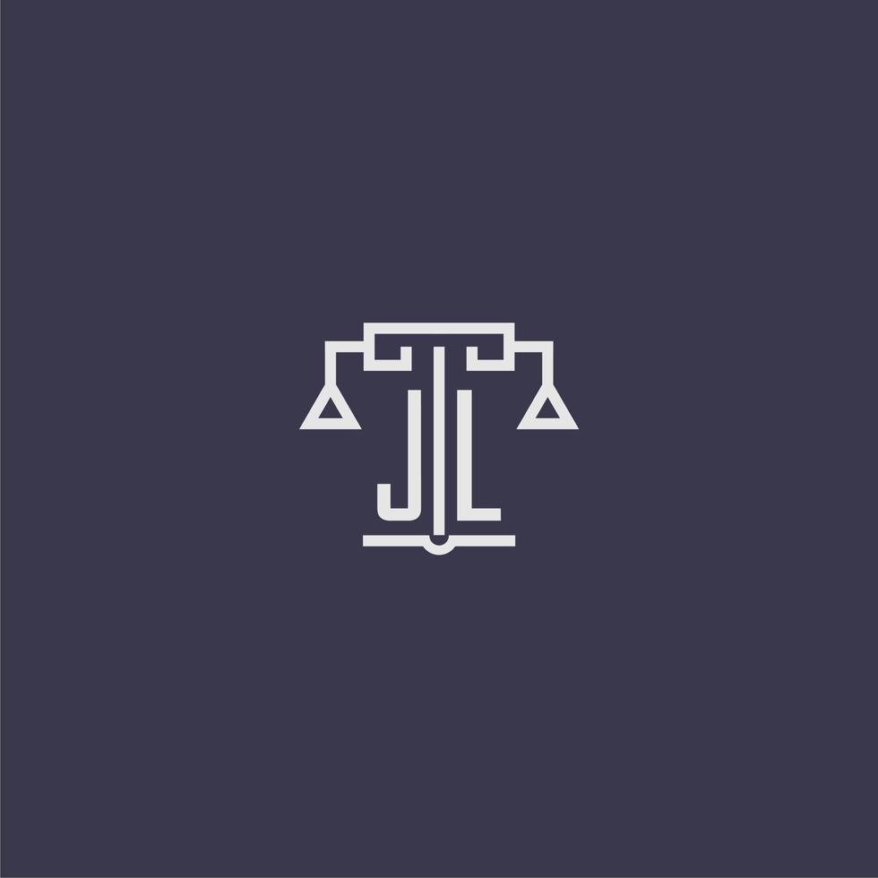 JL initial monogram for lawfirm logo with scales vector image