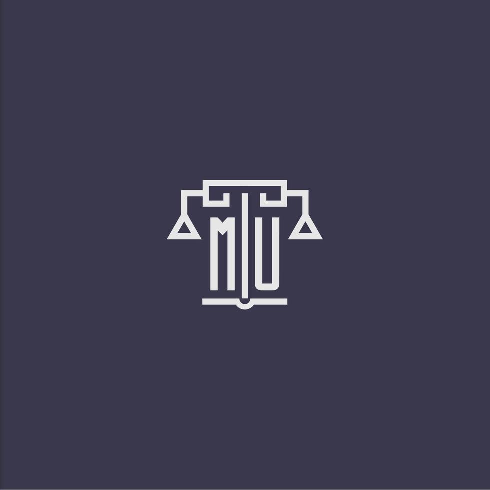 MU initial monogram for lawfirm logo with scales vector image