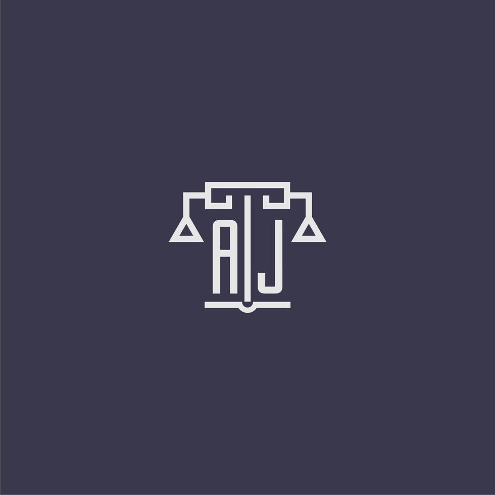 AJ initial monogram for lawfirm logo with scales vector image