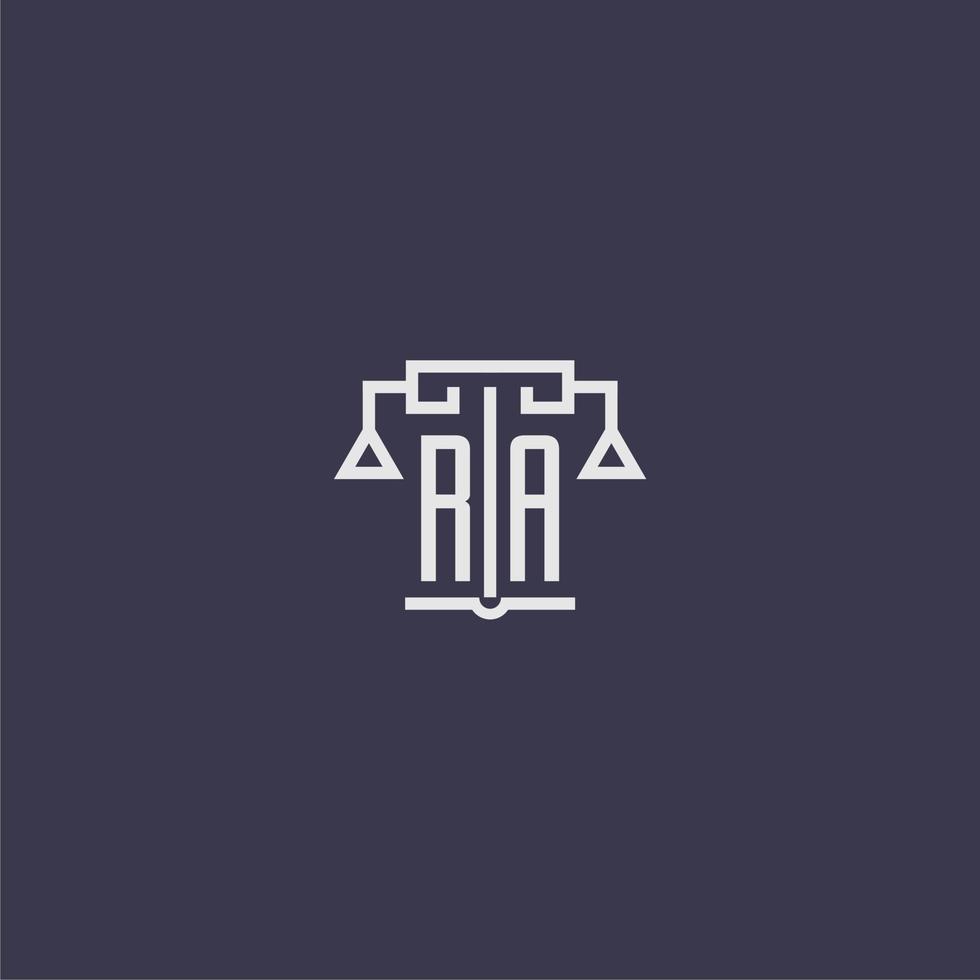 RA initial monogram for lawfirm logo with scales vector image