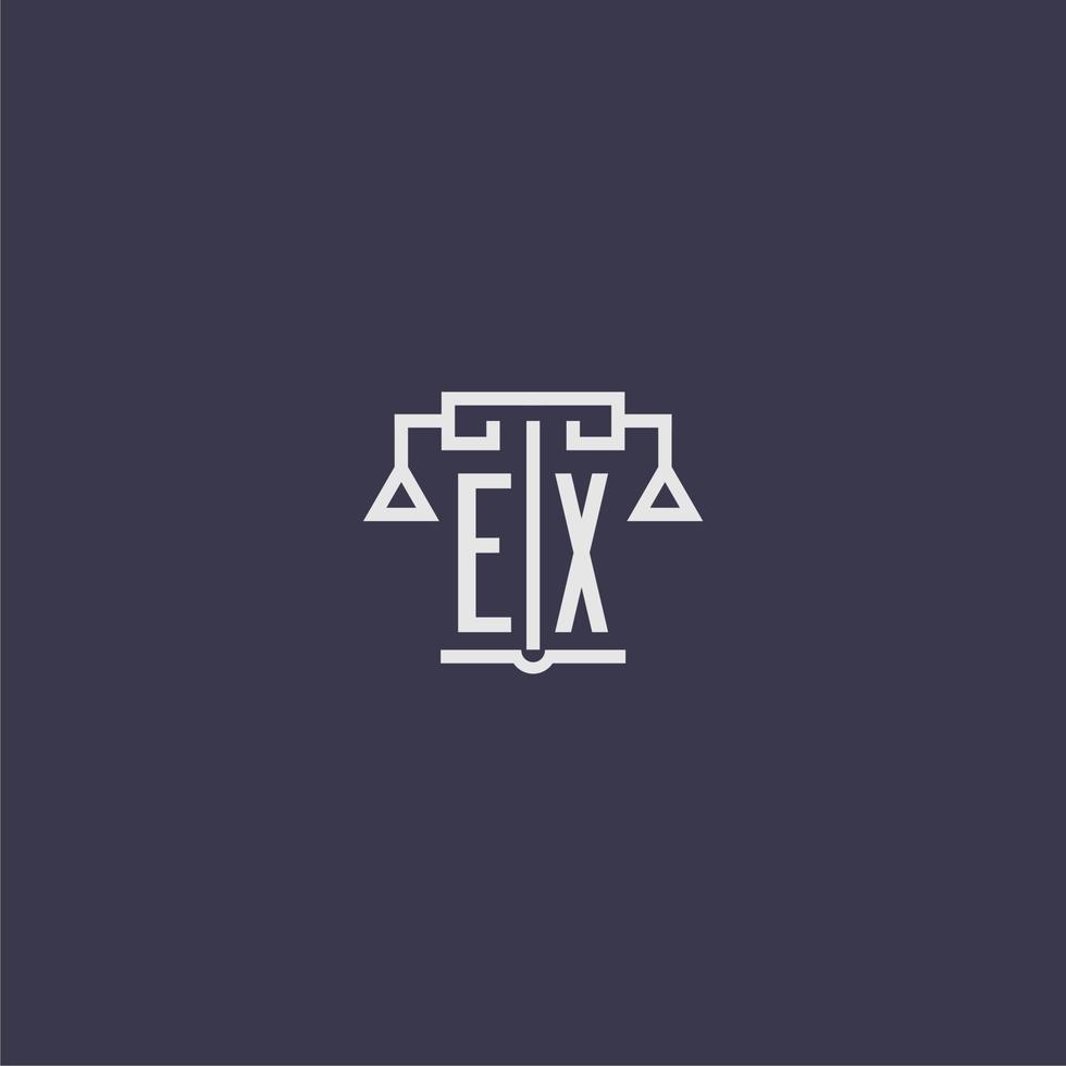 EX initial monogram for lawfirm logo with scales vector image