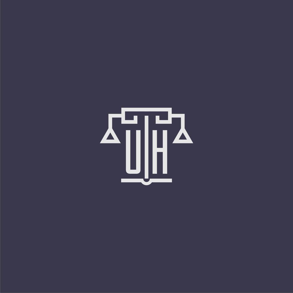 UH initial monogram for lawfirm logo with scales vector image