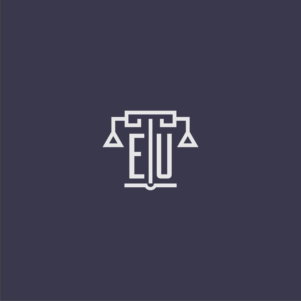 monograma inicial de la UE para el logotipo del bufete de abogados con imagen vectorial de escalas vector