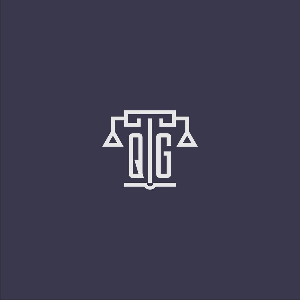 QG initial monogram for lawfirm logo with scales vector image