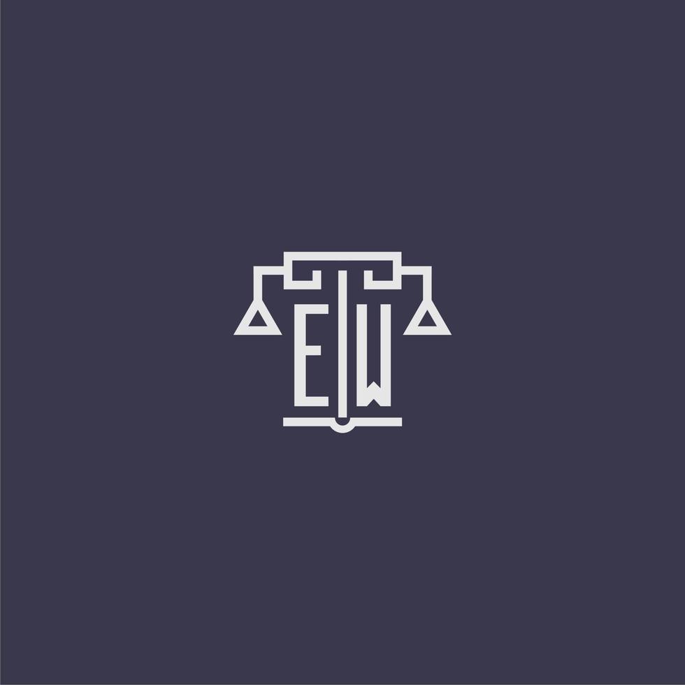 ew monograma inicial para logotipo de bufete de abogados con imagen vectorial de escalas vector