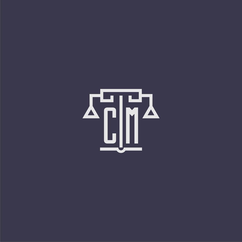 CM initial monogram for lawfirm logo with scales vector image