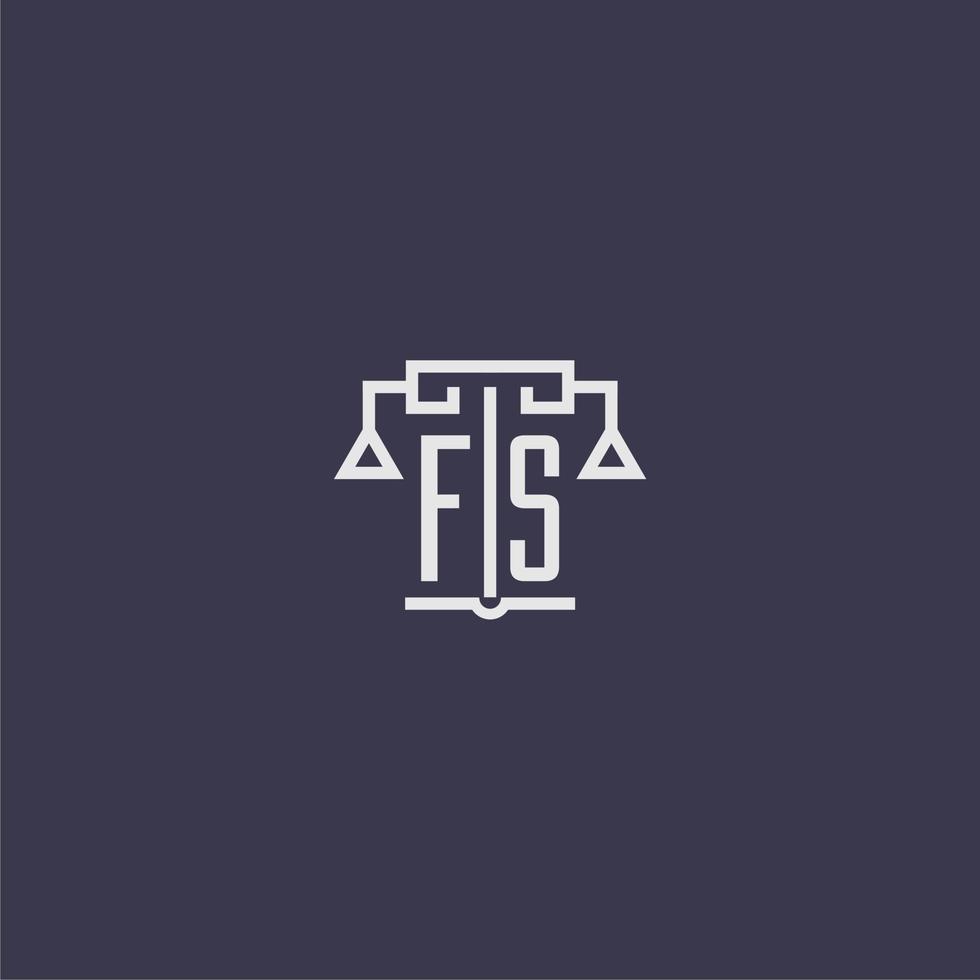 FS initial monogram for lawfirm logo with scales vector image