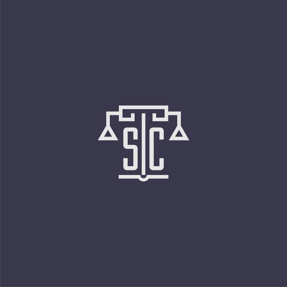SC initial monogram for lawfirm logo with scales vector image