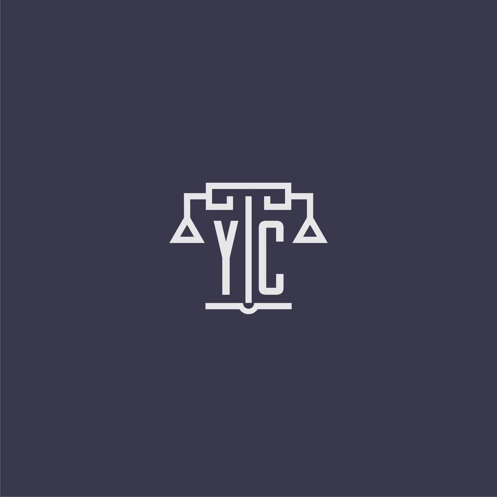 monograma inicial yc para logotipo de bufete de abogados con imagen vectorial de escalas vector