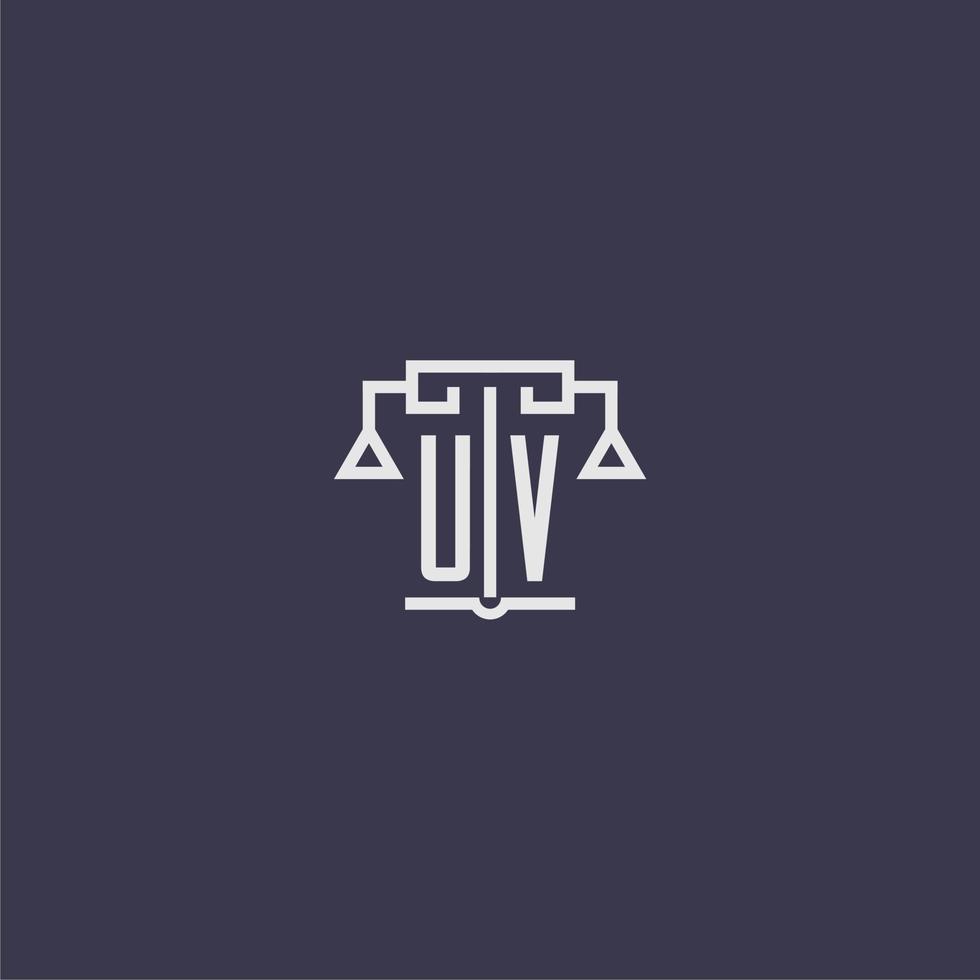 monograma inicial uv para logotipo de bufete de abogados con imagen vectorial de escalas vector