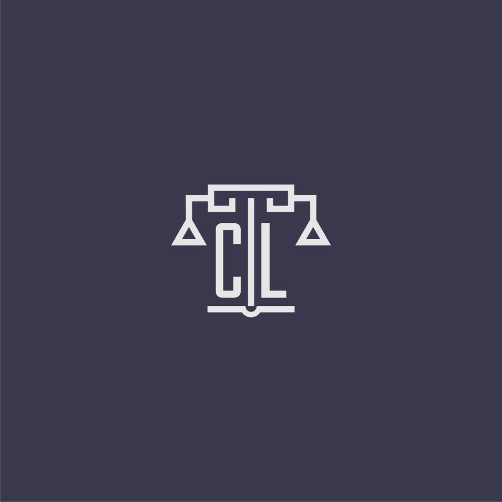 monograma inicial cl para logotipo de bufete de abogados con imagen vectorial de escalas vector