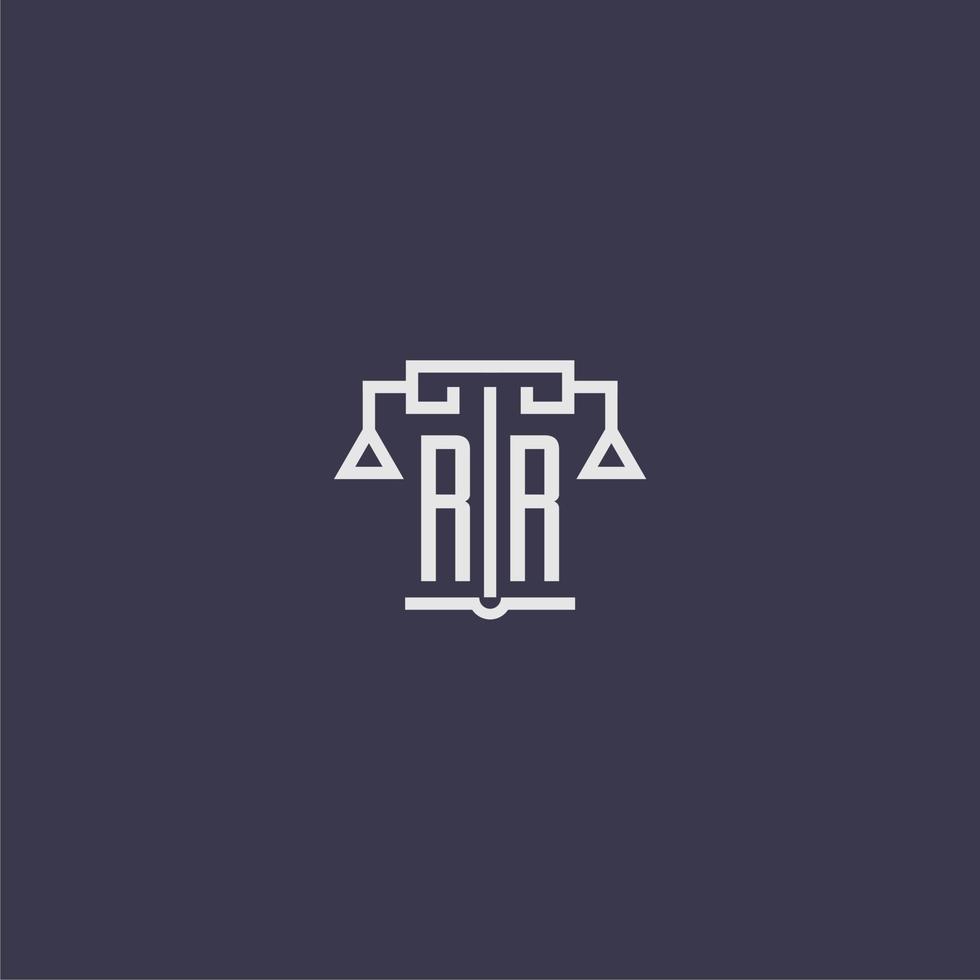 RR initial monogram for lawfirm logo with scales vector image