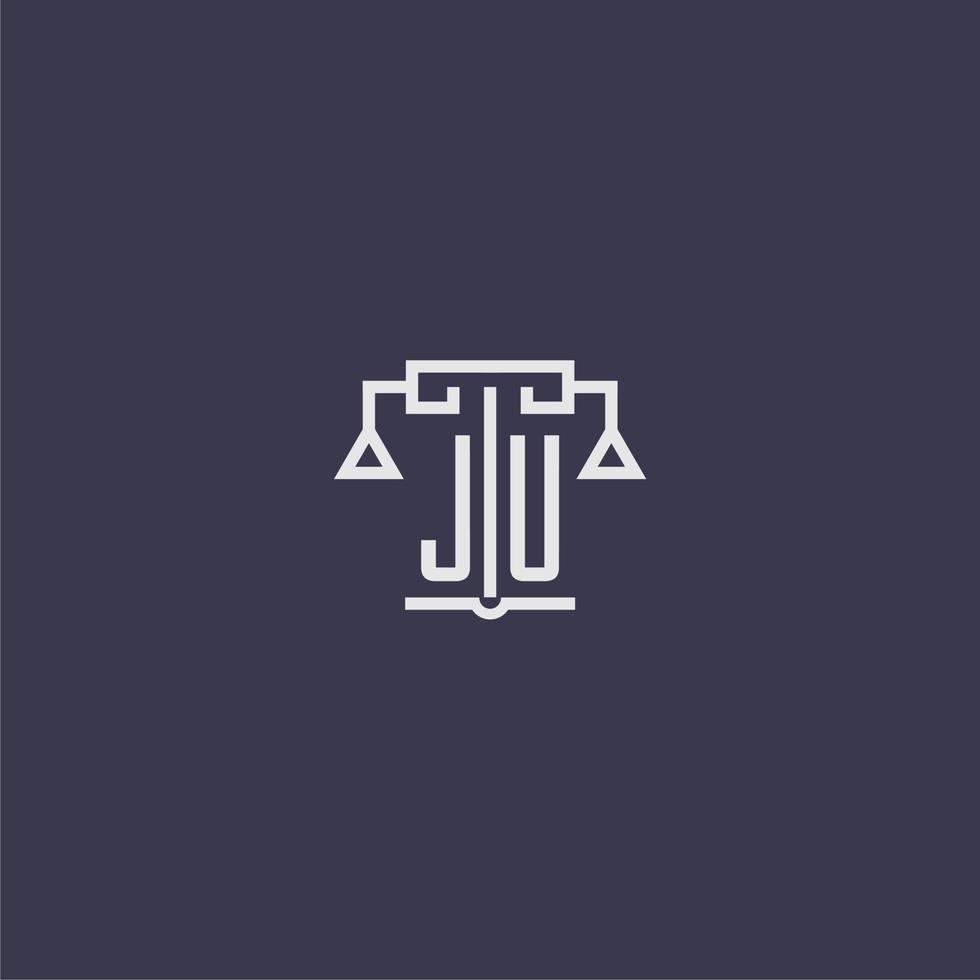 JU initial monogram for lawfirm logo with scales vector image